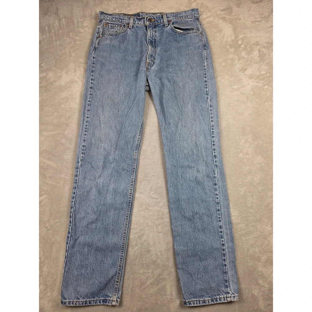 Vintage Levi's 505 Regular Straight Jeans Men 36x34 Fit 34x34 Blue Denim USA 90s